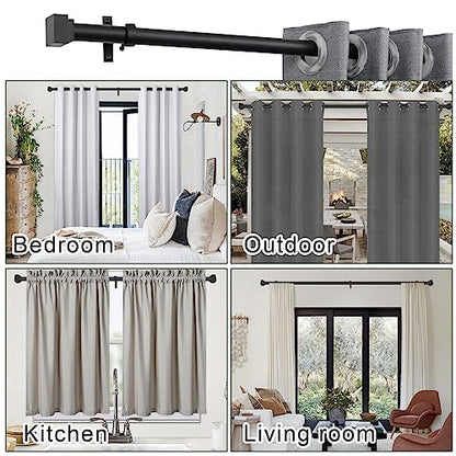 Single Curtain Rods for Windows 144 to 164 Inch(12-13.6ft),1 Inch Diameter Adjustable Heavy Duty Drapery Rods,with Modern Square Aluminum Alloy Finials,Matte Black - color: Matte Black, size: 144-164"