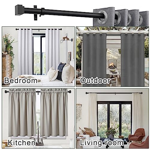 Single Curtain Rods for Windows 48 to 84 Inch(4-7ft),1 Inch Diameter Adjustable Heavy Duty Drapery Rods,with Modern Square Aluminum Alloy Finials,Matte Black - color: Matte Black, size: 48-84"