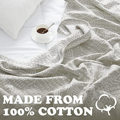 jinchan 100% Cotton Muslin Blanket Twin Boho Throw Blanket 50x60 Light Gray - color: A. Boho Light Grey, size: 50"x60"
