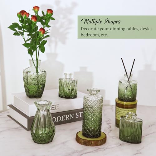 Set of 36 Glass Bud Vases Small Flower Vases for Centerpieces(Green) - color: Green