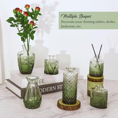 Set of 36 Glass Bud Vases Small Flower Vases for Centerpieces(Green) - color: Green
