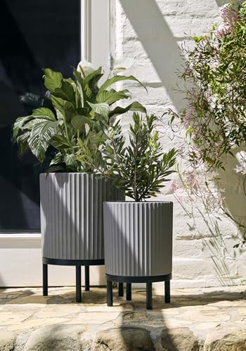 Veradek Demi Series Raised Duo Planters - Set of 2 Planters with Stands - color: Gray/Black, size: Bundle - 2 Pack