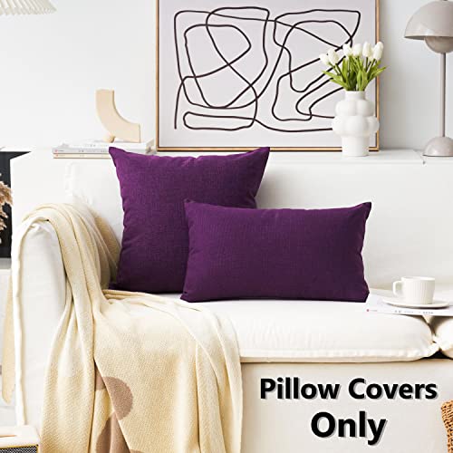 Home Brilliant 16x16 Pillow Covers Eggplant Linen Throw Pillow Covers Decorative Throw Pillows for Couch, 16 x 16 inch, 40cm, Purple - color: Purple, size: 16" x 16" (Pack of 2)