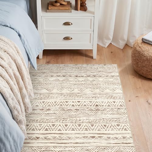Ksrau 3x3 Square Area Rug Washable: Non Slip Living Room Floor Mat Beige - color: Beige, size: 3' x 3'(square)