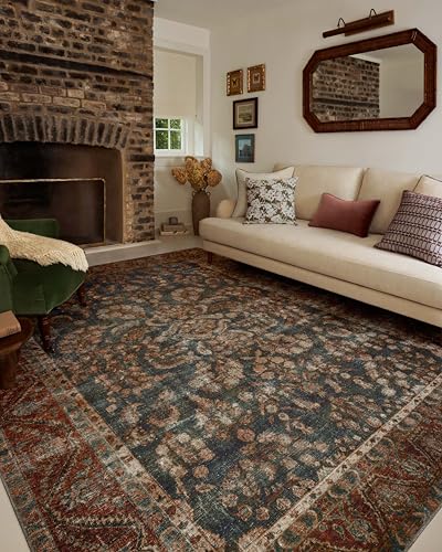 Loloi Chris Loves Julia Jules Ocean/Spice 2'-6" x 7'-6" Runner Rug - color: Ocean / Spice, size: 2'6" x 7'6" (Rectangular)