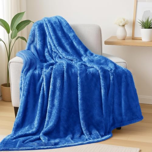 Exclusivo Mezcla Fuzzy Large Fleece Throw Blanket for Couch, Cobalt Blue - color: Cobalt Blue, size: 50x70 IN