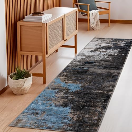 GarveeHome Machine Washable Runner Abstract Hallway Rugs 2x6 Grey Brown - color: Natura/Land, size: 2' x 6' (Rectangular)