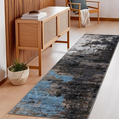 GarveeHome Machine Washable Runner Abstract Hallway Rugs 2x6 Grey Brown - color: Natura/Land, size: 2' x 6' (Rectangular)