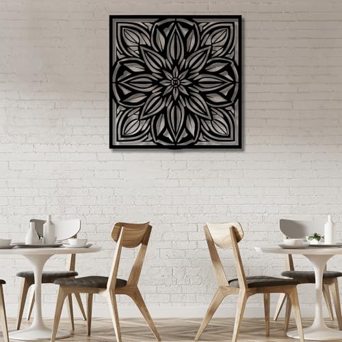 Metal Wall Decor | 17'' x 17'' x 0.05'' Mandala Art Themed Wall Decorations | Handmade Indoor and Outdoor Wall Art (17'' x 17'', Mandala, Black) - size: 17'' x 17'', style: Mandala