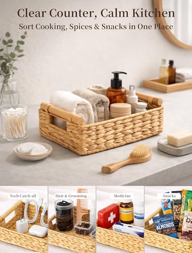 Wicker Basket, Large Basket for Gift Baskets Empty, 10.2x7.9x4in - color: Natural, size: Small