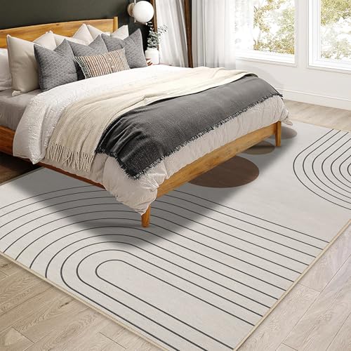 Boho Rug 4x6 Beige Modern Geometric Abstract Washable Area Rug Bedroom - color: Beige, size: 6' x 4' (Rectangular)