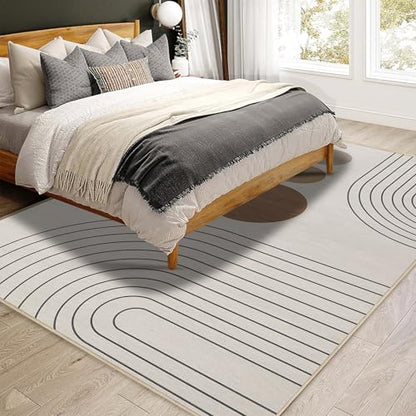 Boho Rug 4x6 Beige Modern Geometric Abstract Washable Area Rug Bedroom - color: Beige, size: 6' x 4' (Rectangular)