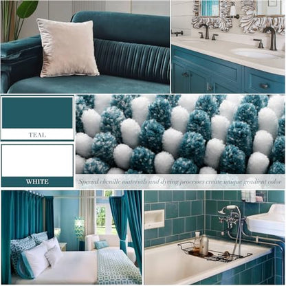 BSICPRO Bathroom Rugs Sets 2 Piece, Non Slip Striped Bath Mats, Teal - color: Teal, size: 20" x 32" Plus 16" x 24"