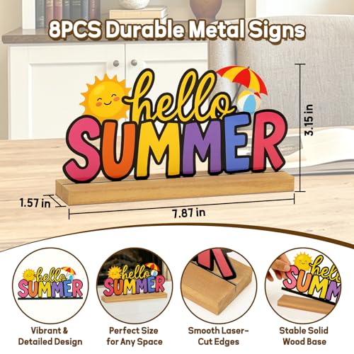 Interchangeable Seasonal Decor Metal Table Sign Set with Wooden Base