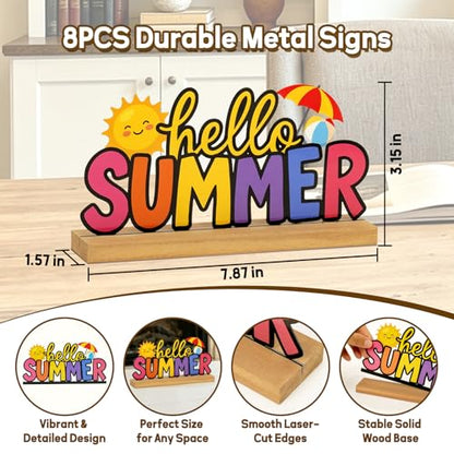 Interchangeable Seasonal Decor Metal Table Sign Set with Wooden Base
