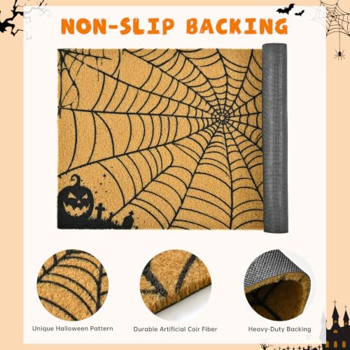 Halloween Welcome Mat Scary Web Non-Slip Front Door Mat, 17x29 in - color: Scary Web
