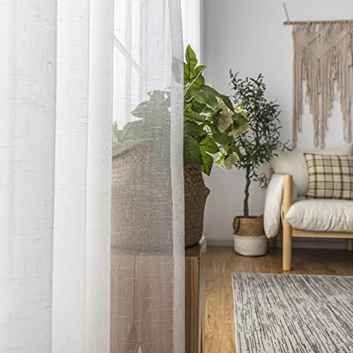 Off White Sheer 80 Inch Curtains & Drapes Long Pinch Pleat Thin Transparent - color: Off White, size: 54"W x 80"L (Pack of 2)