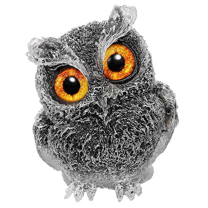 Jovivi 2.5" Black Obsidian Crystal Owl Statue Hand Carved Resin Figurines - color: Black Obsidian
