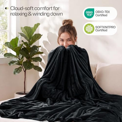 Soft Fleece Blanket for Bed King Size Black (90x102 Inch) - color: Black, size: King (90x102 Inch)