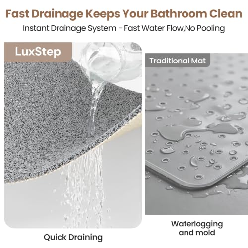 LuxStep Shower Mat Bathtub Mat,24x16 inch, Non-Slip Bath Mat with Drain, Quick Drying PVC Loofah Bathmat for Tub,Shower,Bathroom (Phthalate Free,Grey) - color: Stylish Grey, size: 24" x 16"