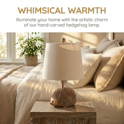 Hedgehog Table Lamp.Resin Woodland Animal Accent Lamp For Bedroom,Nursery - color: Hedgehog-Brown