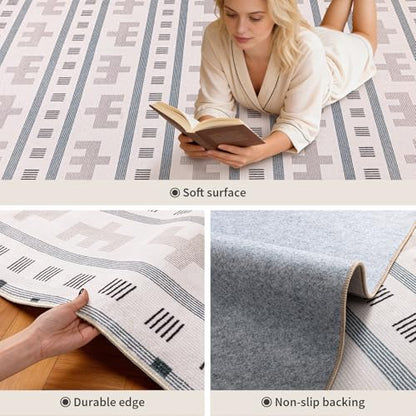 5x7 Washable Area Rug for Living Room, Boho Southwestern, Cream Beige - color: Cream Beige, size: 5' x 7'(Rectangular)