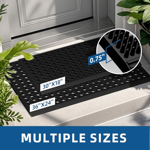 Mibao Front Door Mat, 17" X 29.5", Black, Heavy Duty Dirt Trapping - color: Black, size: 1'5" x 2'6" (Rectangular)