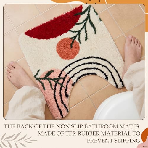 Drydiet U Shaped Toilet Rug Washable Cute Bath Mat 24x20,Boho Color - style: Boho Color
