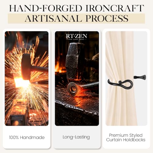 RTZEN Metal Curtain Tiebacks, Drapery Holders for Wall, 2 Pcs - size: Medium, style: Loophole