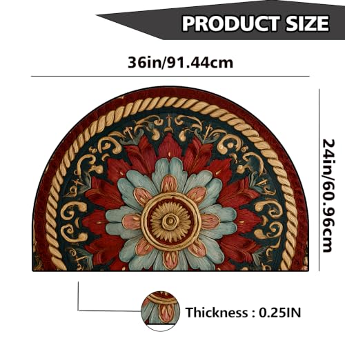 Half Round Door Mat 24"x36", Non-Slip Indoor Entryway Rug, Washable - color: Multicolor-4
