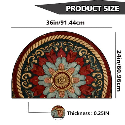 Half Round Door Mat 24"x36", Non-Slip Indoor Entryway Rug, Washable - color: Multicolor-4