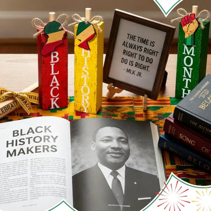 MiniInflat Black History 3 Pcs Table Decor, Wooden Block Sign Tiered Tray - style: Black History Month