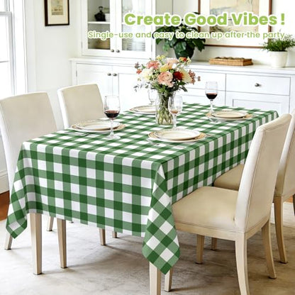 Mulbozy 2 Pcs Sage Green Gingham Tablecloth, Plastic Table Cloth Disposable - color: Checkered-sage Green, size: 54" X 108" Rectangle