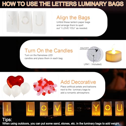 I Love You Light Up Letters, Proposal Decorations - color: I Love You