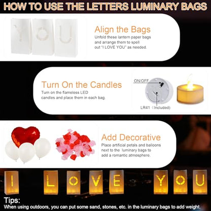 I Love You Light Up Letters, Proposal Decorations - color: I Love You