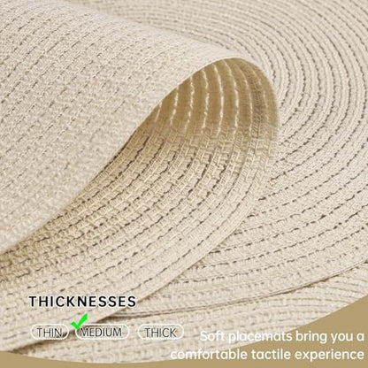Placemats Set of 4, Woven Oval Braided Dining Table Mats(Cream White) - color: Solid Beige White, size: 4 pcs
