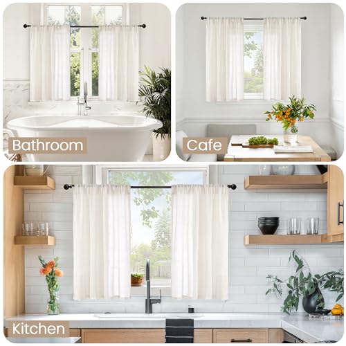 BGment Small Curtains for Kitchen Windows Linen Cafe Drapes 30 Inch Length - color: Linen, size: 24"W x 30"L (Pack of 2)