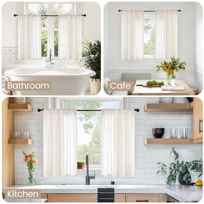 BGment Linen Curtains 36 Inch Length for Small Window Over Sink - color: Linen, size: 30"W x 36"L (Pack of 2)