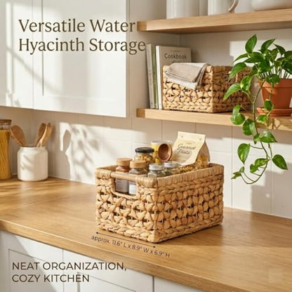 NAYA Set of 3M (11.6"x8,9"x6,9") Water Hyacinth Shelf Storage Baskets - size: Set 3 Medium