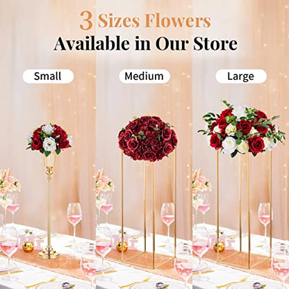 NUPTIO Artificial Flower Centrepieces for Wedding Tables, 2 Pcs Fake Roses - color: Crimson & White, size: 2 Pcs