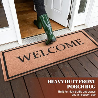 Welcome Long Doormat for Double Door Entrance, 24x59 Inch