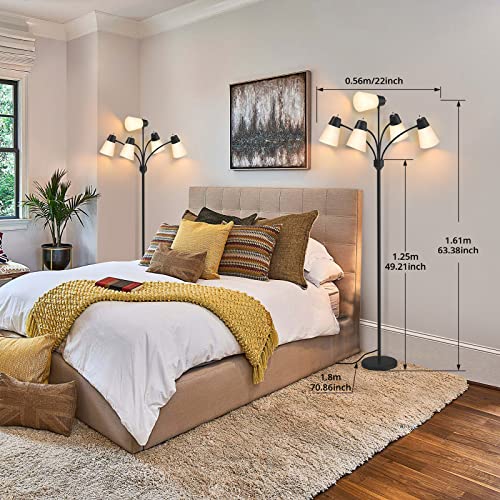 LED Floor Lamp, Medusa Adjustable Multi Head Modern Tall Standing Light - color: Black