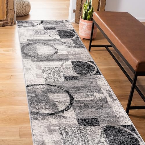 Rugshop Circle Design Contemporary Non-Shedding Runner Rug Cream 2' x 7'2" - color: Cream, size: 2' x 7'2" (Runner)