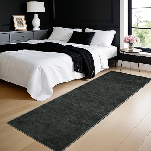 LIANLAM 2x6 Washable Runner Rugs, Black Stainproof Non-Slip for Hallway - color: Black, size: 2' x 6' (Runner)