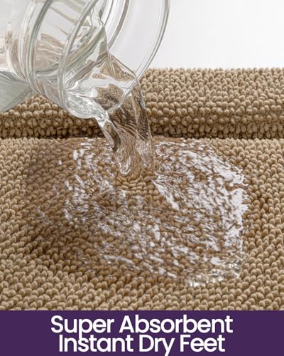 DEXI Memory Foam Bath Mat 36x24, Thick Chenille Bathroom Rug, Beige - color: Beige, size: 36" X 24" (Rectangular)