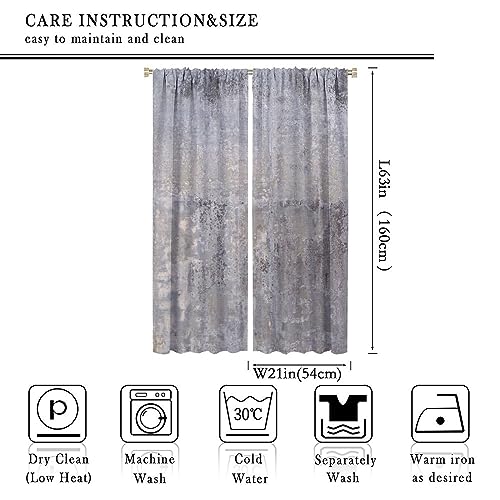 Rustic Curtains Purple Gray Abstract Pattern Blackout Print Rod Pocket Window Drapes for Bedroom Living Room 42x63in - color: Rustic-10, size: 21"W x 63"L (Pack of 2)