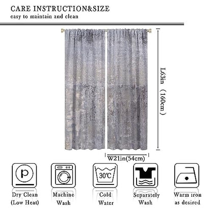 Rustic Curtains Purple Gray Abstract Pattern Blackout Print Rod Pocket Window Drapes for Bedroom Living Room 42x63in - color: Rustic-10, size: 21"W x 63"L (Pack of 2)