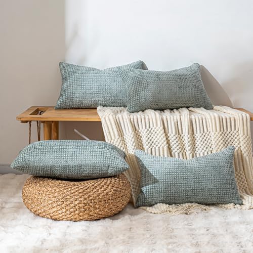 Pack of 4 Throw Pillow Covers 12x20” Boho Cushion Covers for Living Room - color: Aquamarine, size: 20" x 12" (Pack of 4)