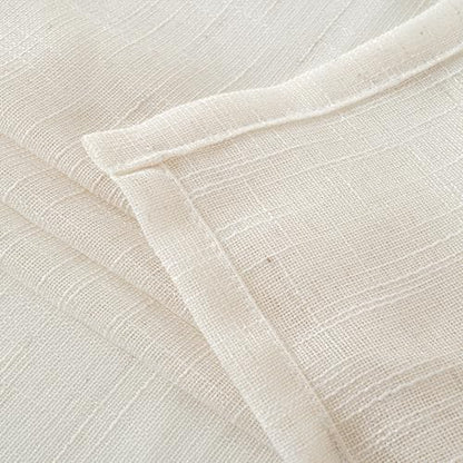 YoungsTex Linen Semi Sheer Curtains 45 Inches Long 2 Panels Set - color: Ivory White, size: 42"W x 45"L (Pack of 2)