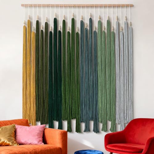Macrame Wall Hanging Large Boho Home Decor Aesthetic Modern Chic Wall Art - color: Green